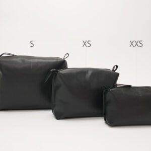 Trousse à maquillage en cuir, noire Petite