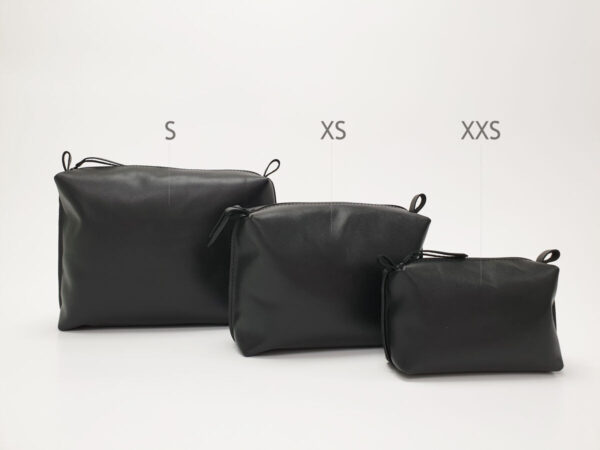 Trousse de maquillage en cuir noire grande taille – Image 2