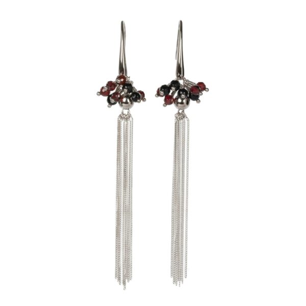 Boucles d’oreilles Cherie Black Tassel - Or rose et argent – Image 3