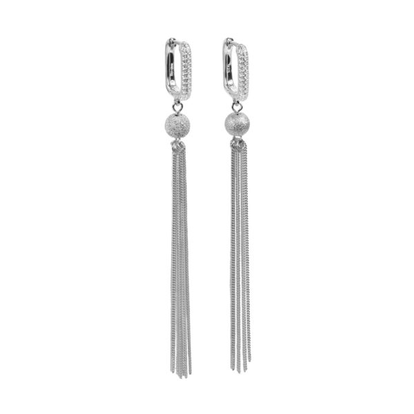 Boucles d’oreilles Metropolitan Glow White Tassel - Or rose et argent – Image 2
