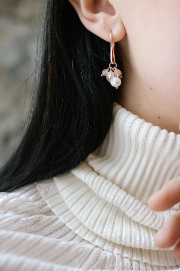 Boucles d’oreilles Cherie Black - Or rose et argent