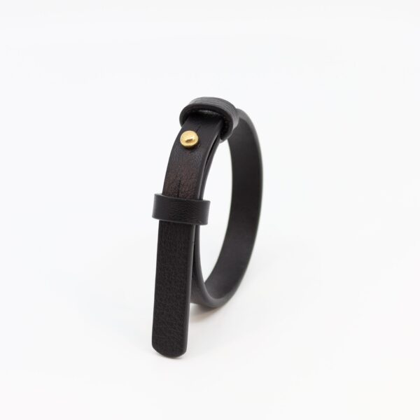 Bracelet en cuir avec fermoir en laiton - Noir – Image 5