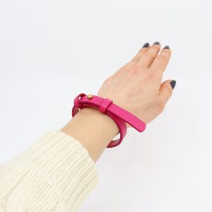 Bracelet en cuir avec fermoir en laiton - Fuchsia