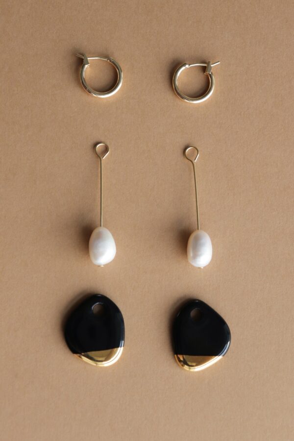 Boucles d'oreilles Arp en perle et porcelaine - Blanc
