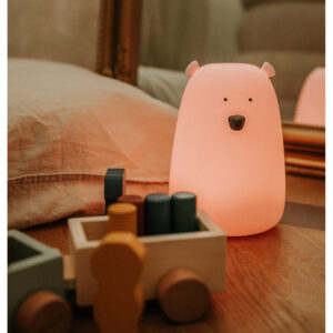 Lampe ours en silicone – Grande taille, télécommande incluse, rose
