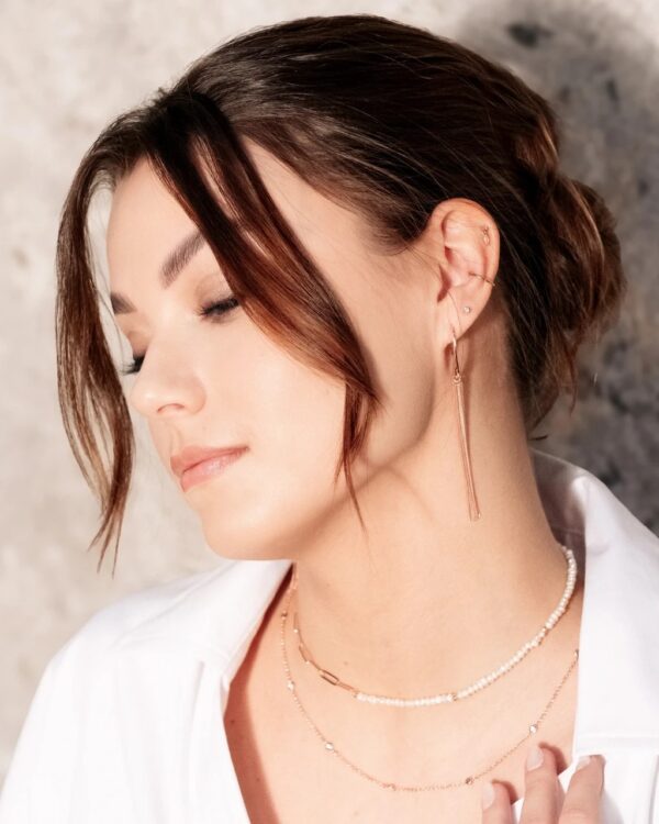 Boucles d'oreilles Cherie L-Tassel - Or rose et argent