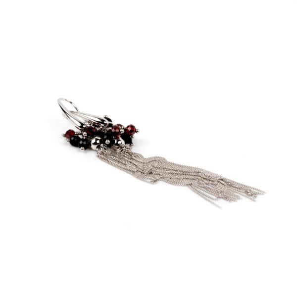 Boucles d’oreilles Cherie Black Tassel - Or rose et argent – Image 2