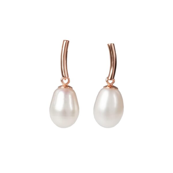 Boucles d'oreilles pendantes DayCharm Pearl - Or rose et argent – Image 2