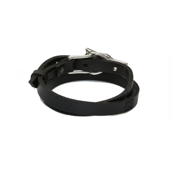 Bracelet Wolf en cuir - Argent mat – Image 2