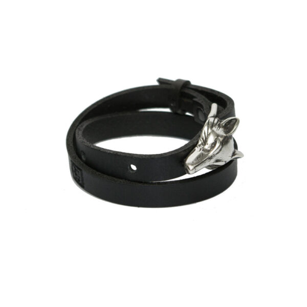 Bracelet Wolf en cuir - Argent mat – Image 3