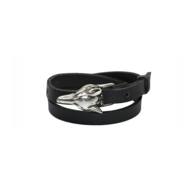 Bracelet Wolf en cuir - Argent mat – Image 6