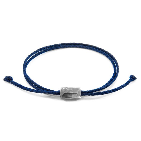 Bracelet Edward SKINNY en argent et corde - Bleu marine