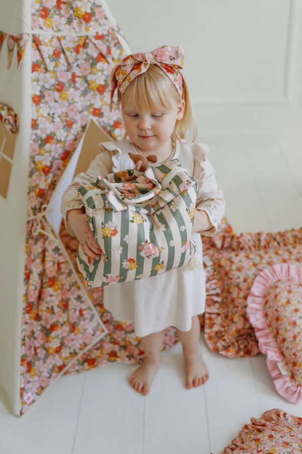 Grande Trousse à Maquillage – Rayée Verte – Image 2