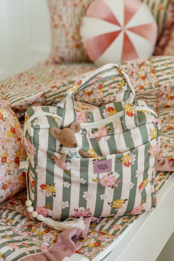 Grande Trousse à Maquillage – Rayée Verte – Image 3