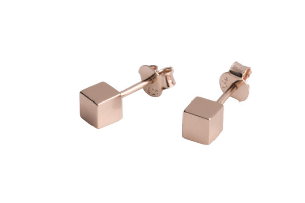 Boucles d’oreilles Cube - Or rose et argent