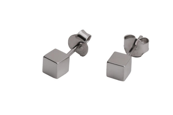 Boucles d’oreilles Cube - Or rose et argent – Image 2