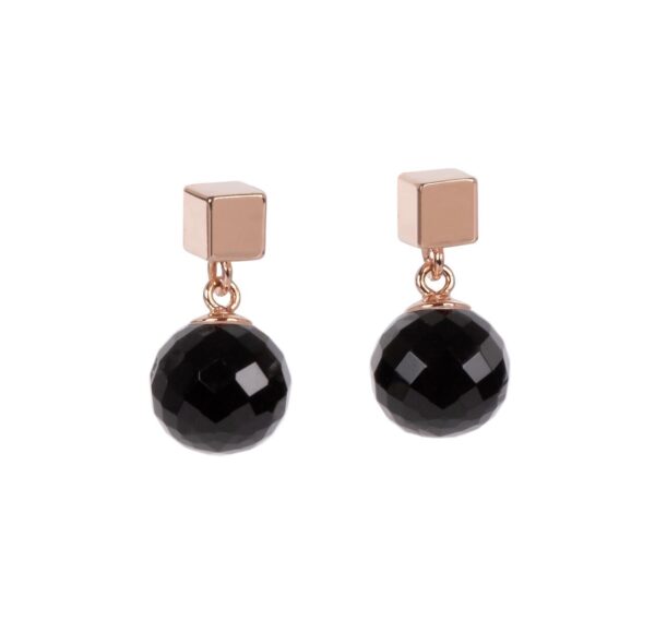 Boucles d'oreilles Solid Onyx - Or rose et argent