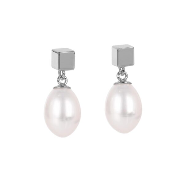 Boucles d’oreilles pendantes Solid Pearl - Or rose et argent – Image 4