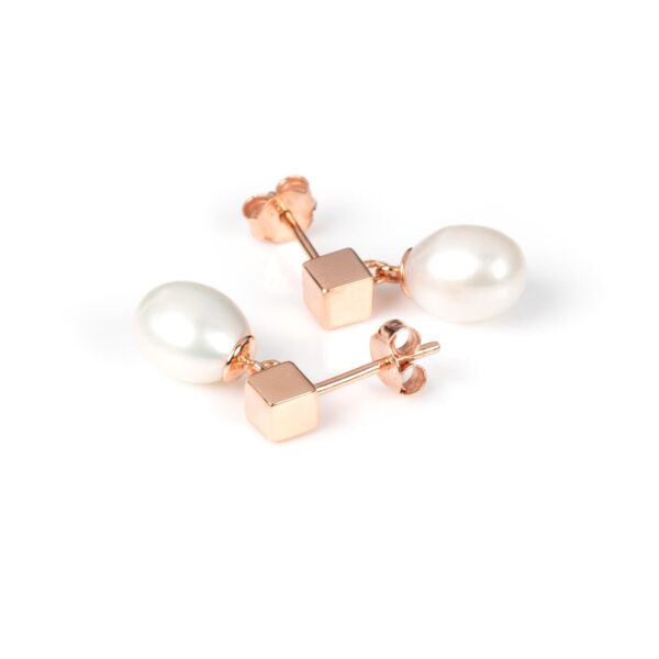Boucles d’oreilles pendantes Solid Pearl - Or rose et argent