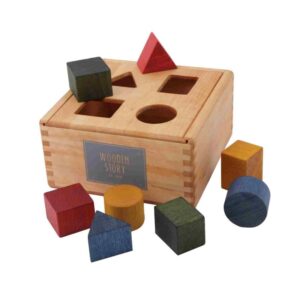 Jouet éducatif en bois – Boîte à formes colorée
